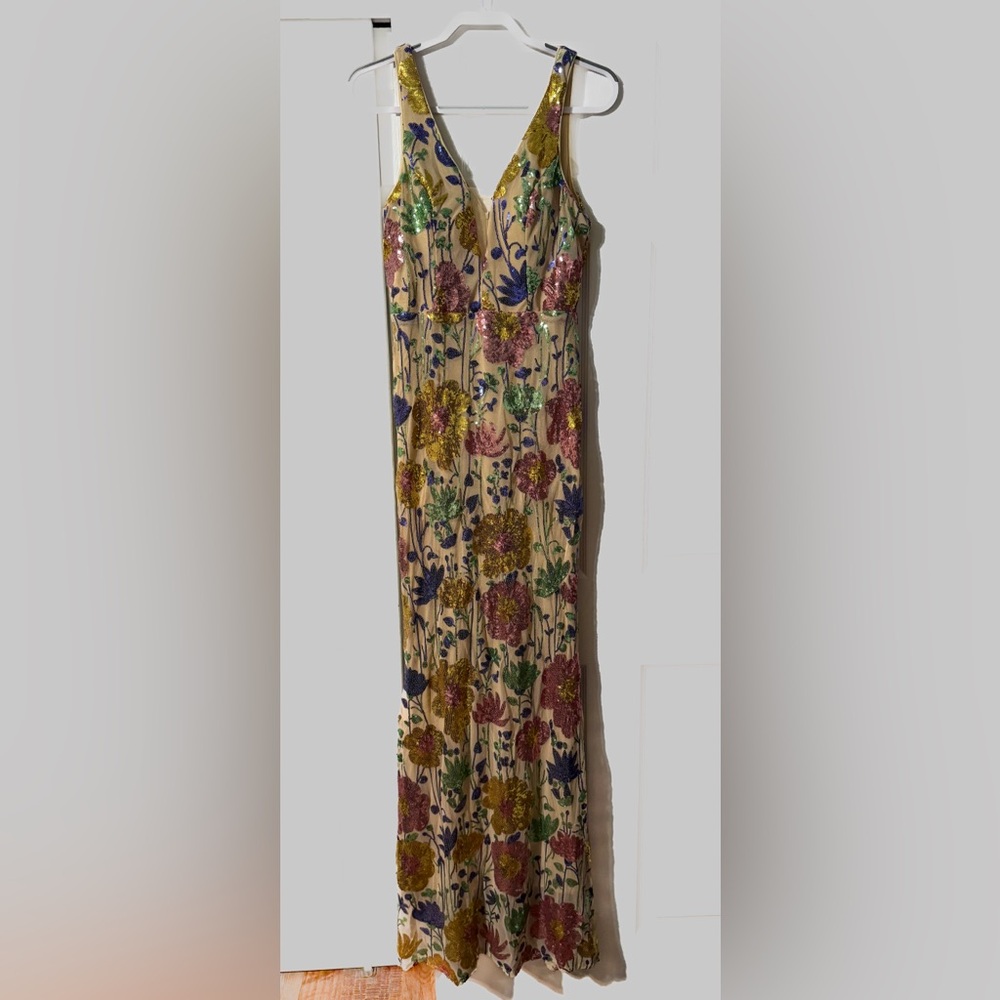 Floral Sequin Embellished Maxi Dress